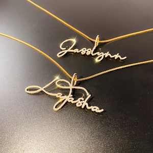 Diamond Name Necklace, Custom Name Necklace,Bling Name Necklace,Script Name Necklace,Personalized Necklace,Custom Jewelry, Personalized Gift