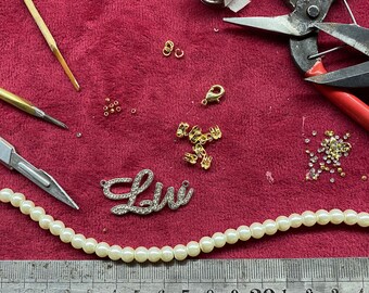 Custom Name Bracelet with Pearl Chain