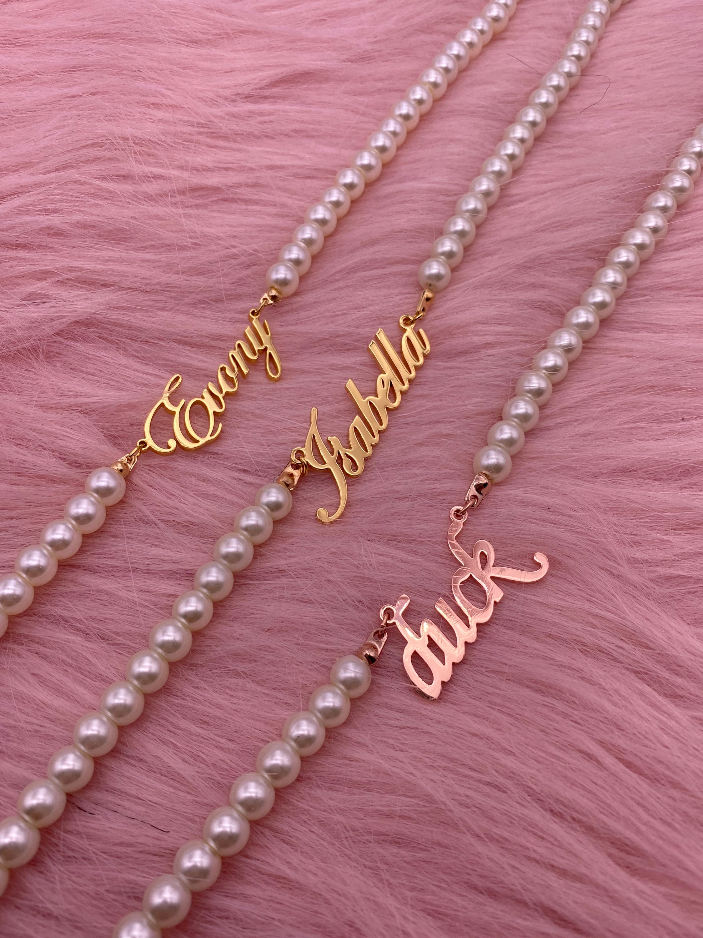 Pearl Name Necklace Pearl Necklace Name Necklace Pearl Etsy