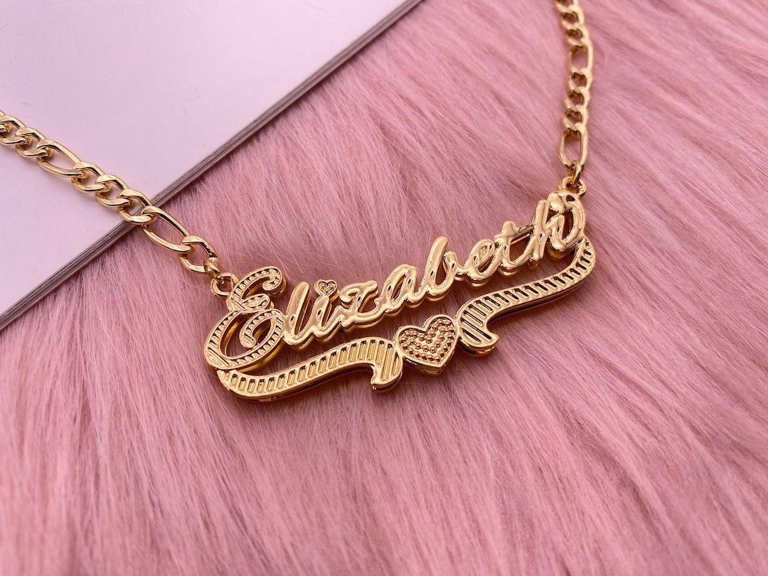 Custom Personalized Name Nameplate Necklace, 18k Gold 3D Nameplate ...