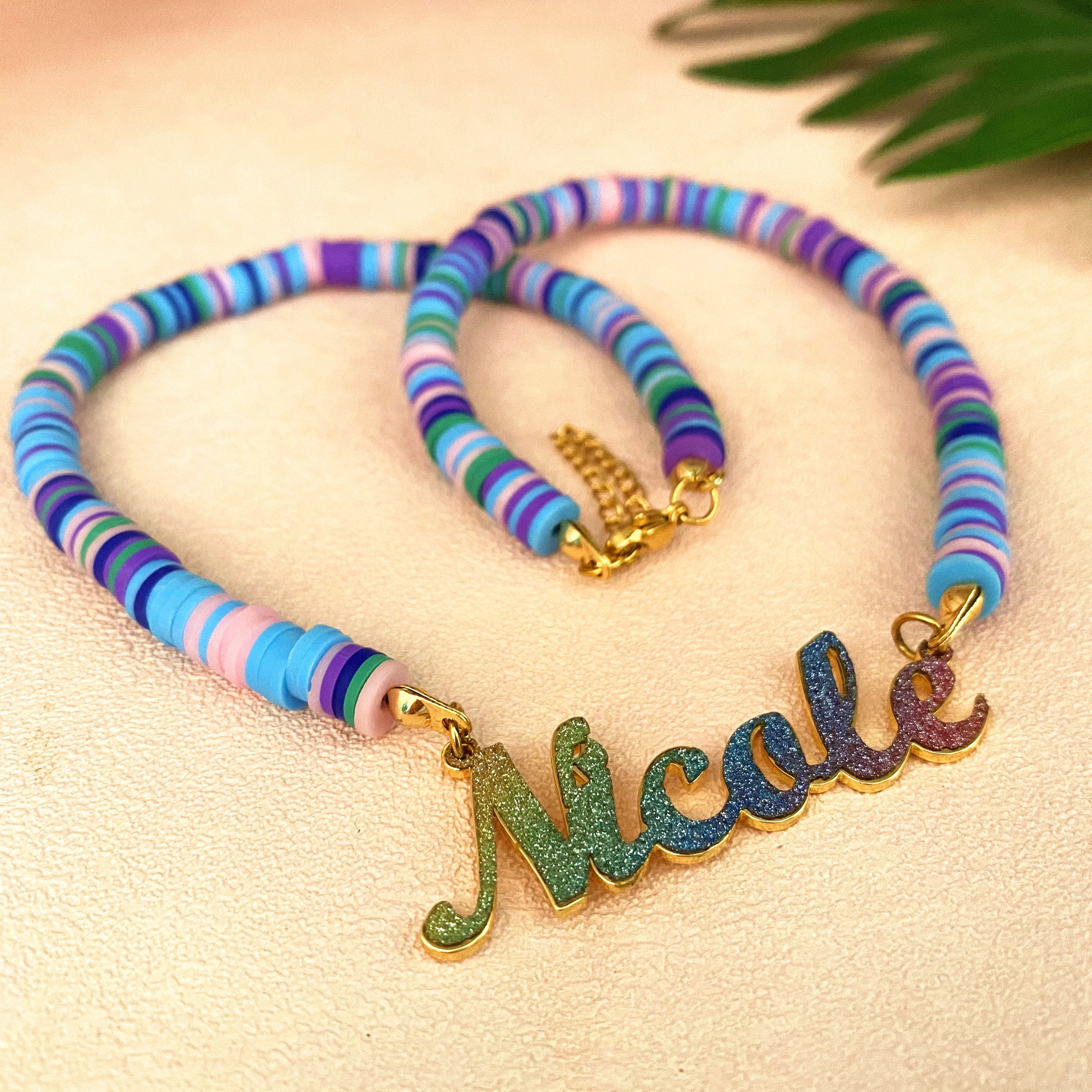 Fimo Bead Name Necklace Custom Name 