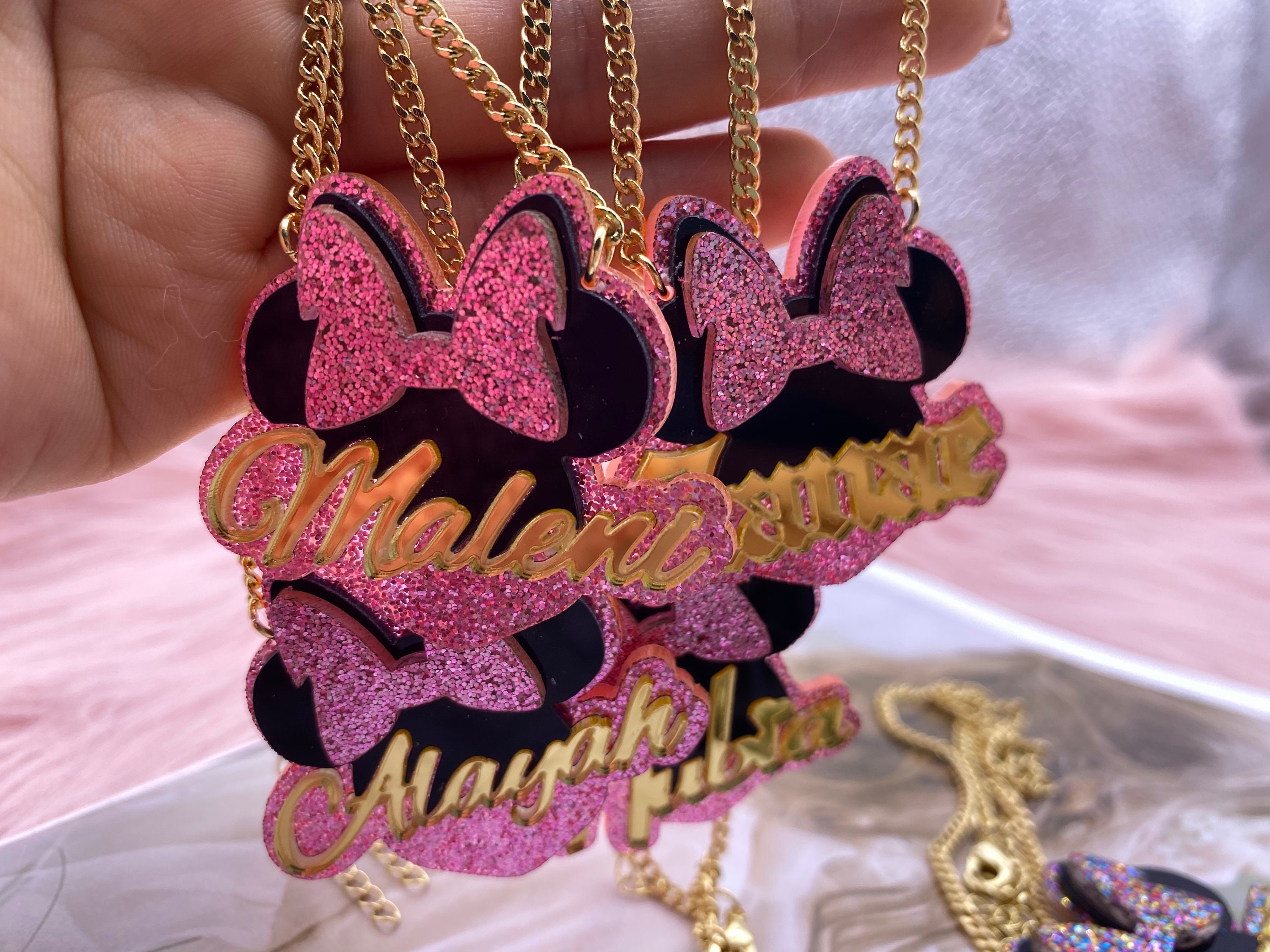 Minnie Mouse Necklace Gift For Kids Girls Custom Acrylic Etsy