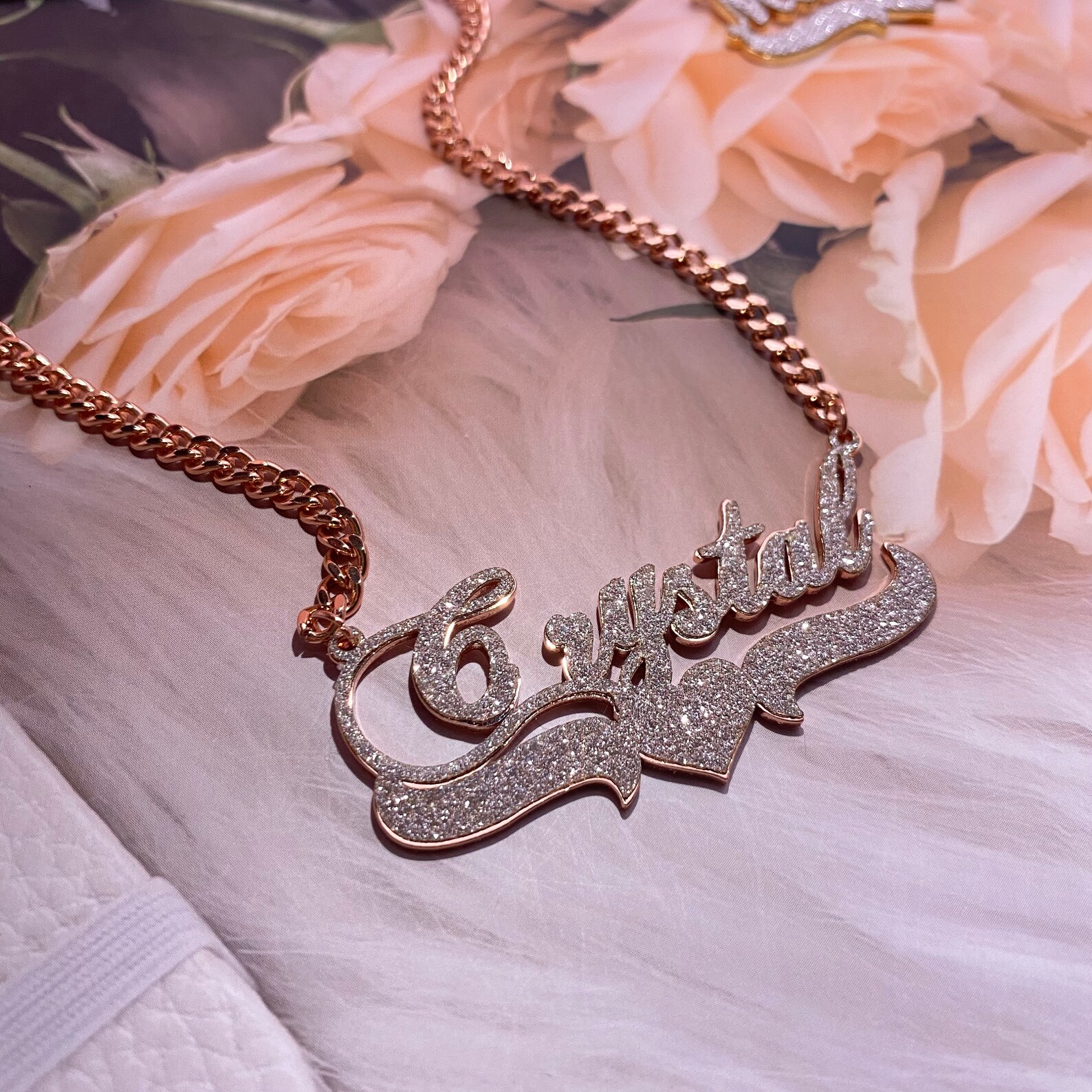 Personalized Name Necklace Custom Name Necklace Bling Name Etsy