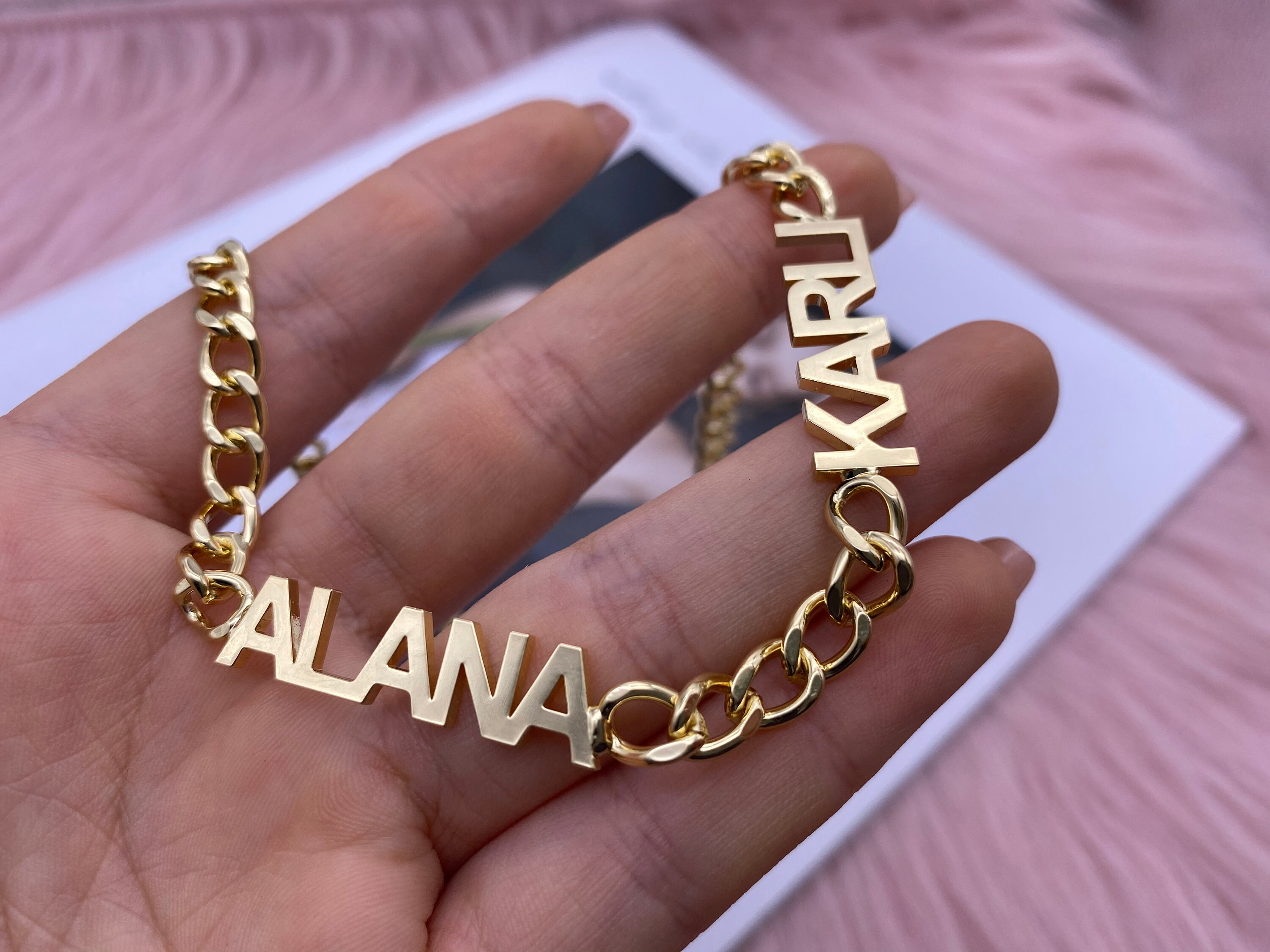 Custom Thick Cuban Name Necklace Two Name Necklace Nameplate | Etsy