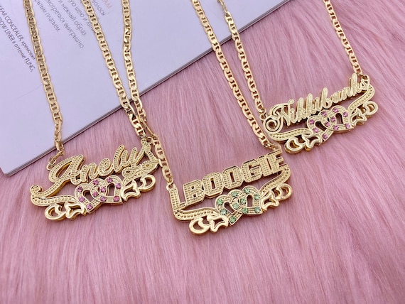 Nameplate necklace deals with birthstone