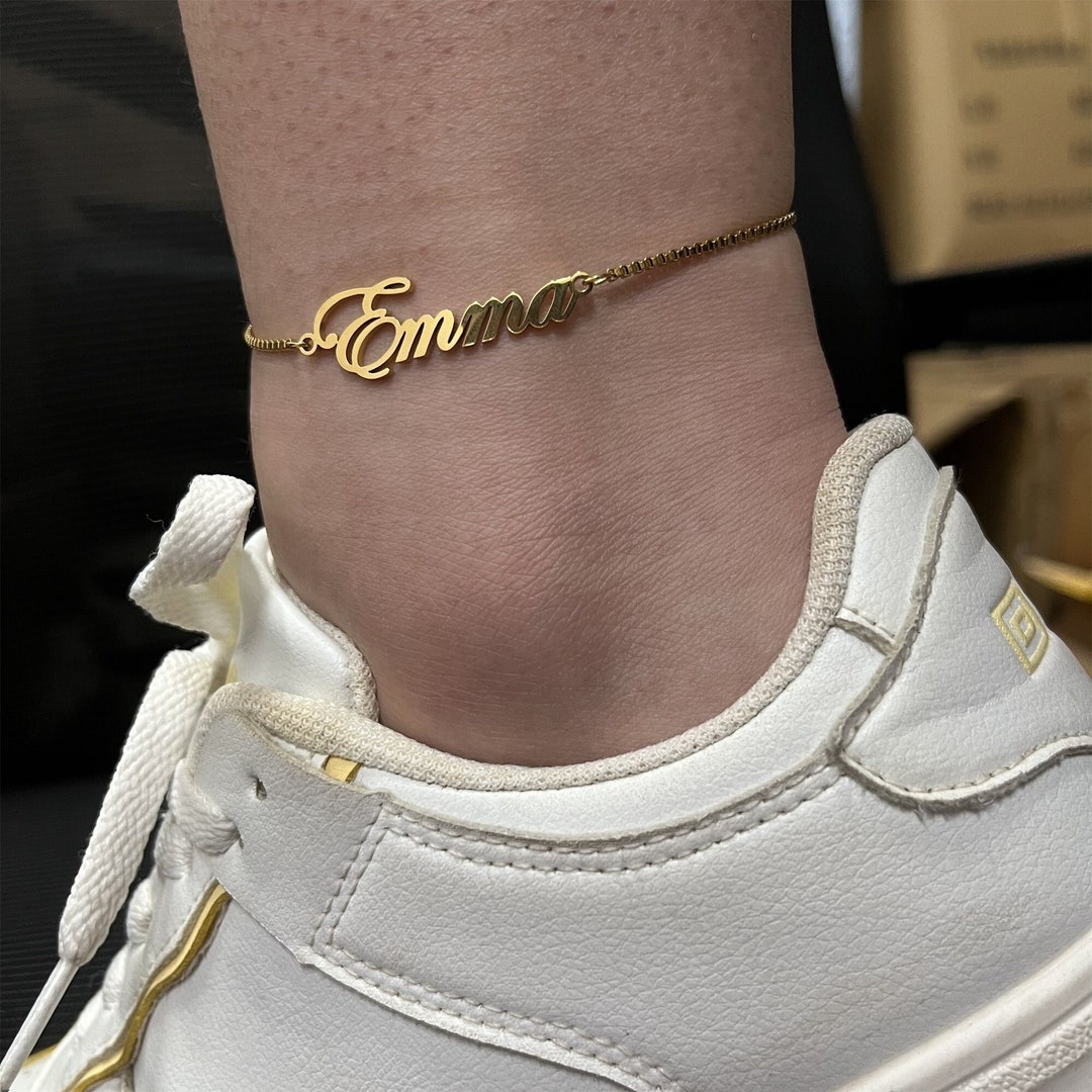 Custom Name Anklet Bracelet, Letter Anklet Bracelet, Personalized ...