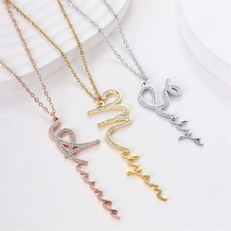 Handwrite Diamond Custom Diamond Name Necklace, Handwriting Necklace, Iced Name Necklace ...