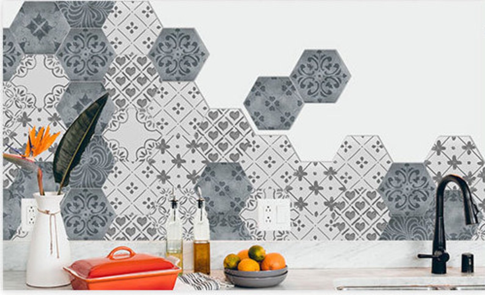 Hexagon Wall Decals Floor Tiles Stickers Removable Peel Stick Etsy