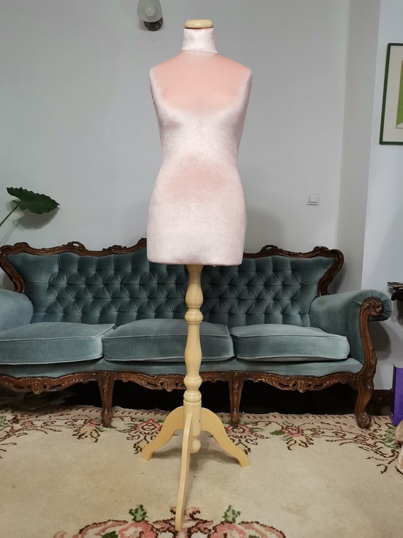 DL803 Half Scale Mini Dress Form Pink Velvet Mannequin Miniature