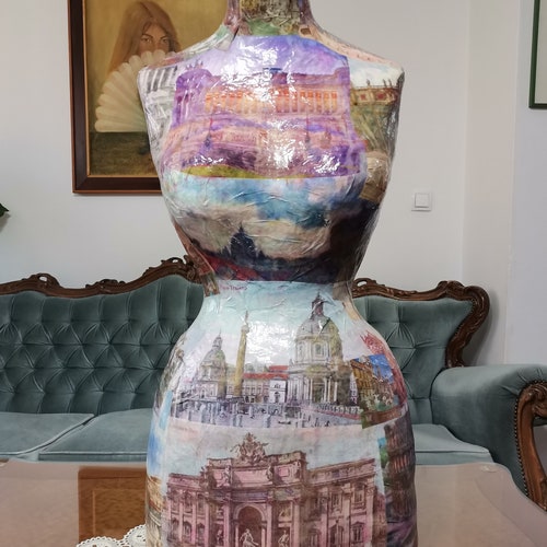 Mannequin Torso Romе Postcards Wasp Waist Vintage French Style Jewelry bust display Dress Form paper mache shops Tailor Dummy