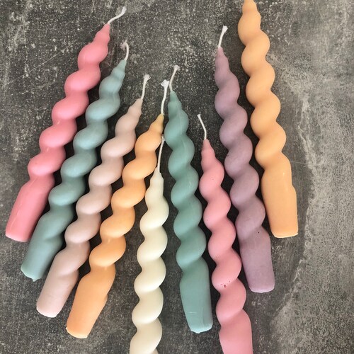 Pink Beeswax No Drip Candles Spiral Candles 100 Natural 5 Etsy