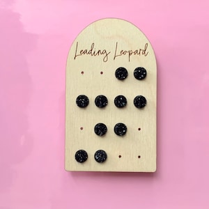 Boucles d'oreilles noires, Boucles d'oreilles scintillantes, Boucles d'oreilles scintillantes, Boucles d'oreilles imitation Druzy, Clous d'oreilles Druzy, Petites boucles d'oreilles de tous les jours, Boucles d'oreilles délicates, Boucles d'oreilles de 8 mm