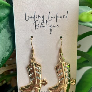 Cowboy Boot Earrings, Retro Accessories, Gift For Her, Cowgirl Earrings, Cowboy Hat Earrings, Gold Jewelry, Western Earrings, Country Music
