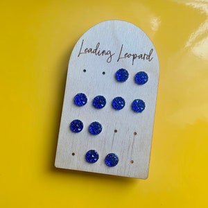 Royal Blue Earrings, Royal Blue Jewelry, Sparkly Earrings, Faux Druzy Earrings, Druzy Studs, Small Everyday Earrings, Blue Earrings, 8mm