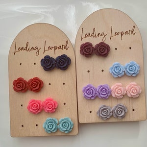 Rose Earrings, Flower Earrings, Flower Lovers, Resin Flower Earrings, 13mm Earrings, Summer Earrings, Rose Studs, Pick Your Colour