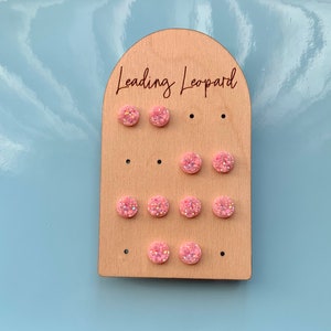 Pink Earrings, Bubblegum Earrings, Sparkly Earrings, Faux Druzy Earrings, Druzy Studs, Small Everyday Earrings, Druzy Earrings, 8mm Earrings