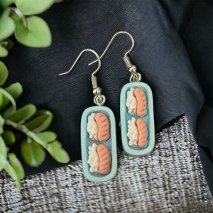 Sushi Earrings, Food Earrings, Japanese Food Earrings, Dangle Charms, Summer Earrings, Foodie Jewelry, Novelty Earrings, Quirky Gifts
