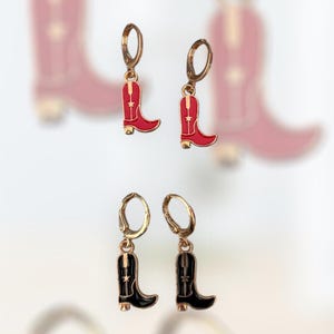 Cowboy Boot Earrings, Retro Accessories, Gift For Her, Cowgirl Earrings, Cowboy Hat Earrings, Gold, Western Earrings, Country Music Earrings