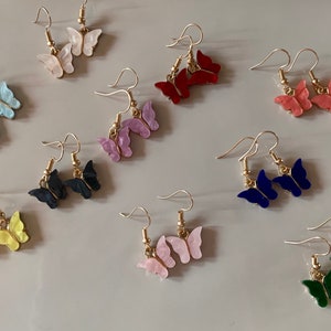 Butterfly Earrings, Summer Earrings, Earrings for Women, Dainty Earrings, Charm Earrings, Dangle Earrings, Pick Your Color, Small Earrings