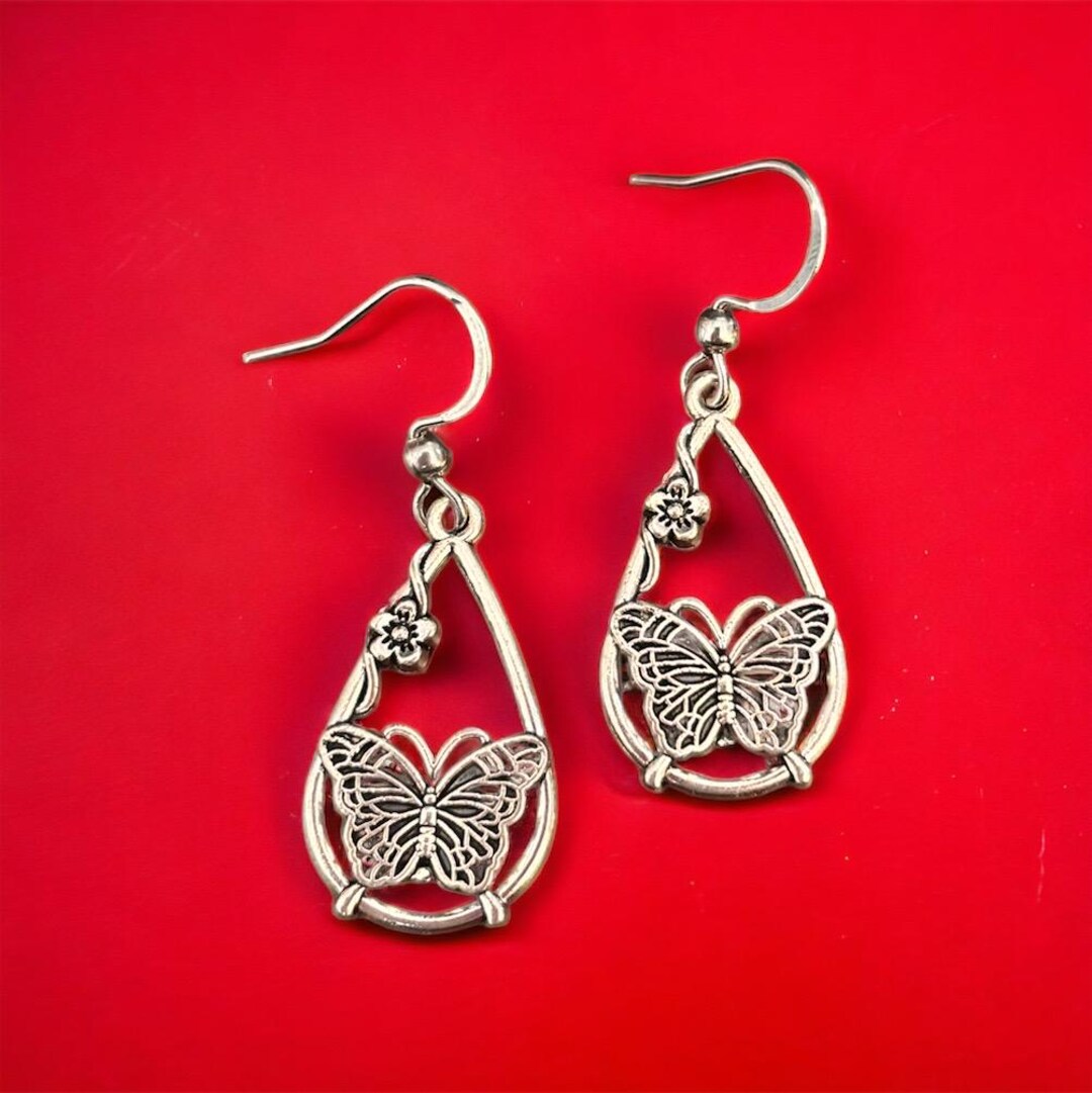 Butterfly Orecchini Da Bambina In Argento Sterling 925 Rosso Swarovski Elements Originali Cavalluccio Marino Idea 396384