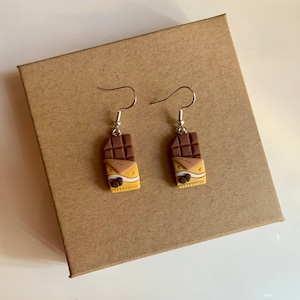 Milk Chocolate Bar Earrings, Candy Earrings, Resin Jewelry, Charm Danglers, Food Jewelry, Novelty Earrings, Earrings for Kids