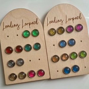 Leopard Print Earrings, Minimalist Earrings, Gift For Her, Cheetah Print Earrings, 8mm Cabochon Earrings, Stocking Stuffer, Pick Your Colour