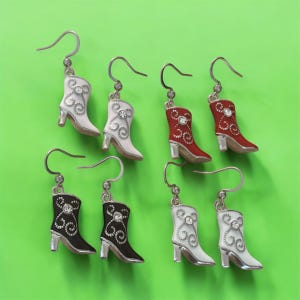 Cowboy Boot Earrings, Retro Accessories, Gift For Her, Cowgirl Earrings, Cowboy Hat Earrings, Western Earrings, Country Music, Southern
