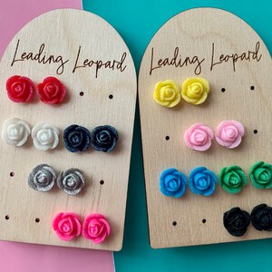 Rose Earrings, Flower Earrings, Flower Lovers, Resin Flower Earrings, 10mm Earrings, Summer Earrings, Rose Studs, Glitter Flower Earrings