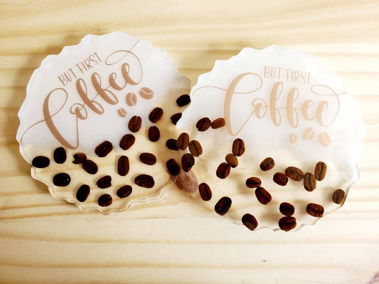Resin Drink Coasters Set of 2 with Coffee Beans Etsy