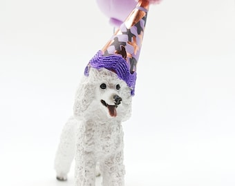 Party Poodle Cake Topper: Hand-Painted Dog  Keepsake with Party Hat | Custom Pet Decoration