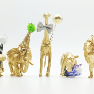 Gold Animal Cake Topper | Mini Party Animals | Safari Jungle Theme | Wild One | Mini Party Hats | Party Animal Hats | Party Bag Fillers