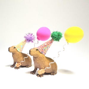 Custom Capybara Cake Topper | Birthday Party Animal Decoration | Mini Party Hats | Capybara Cavy Theme image 19