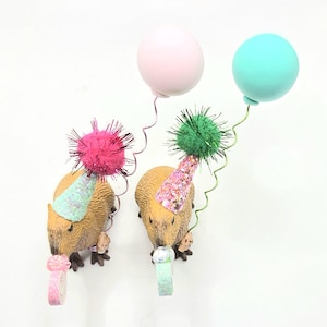 Custom Capybara Cake Topper | Birthday Party Animal Decoration | Mini Party Hats | Capybara Cavy Theme image 3