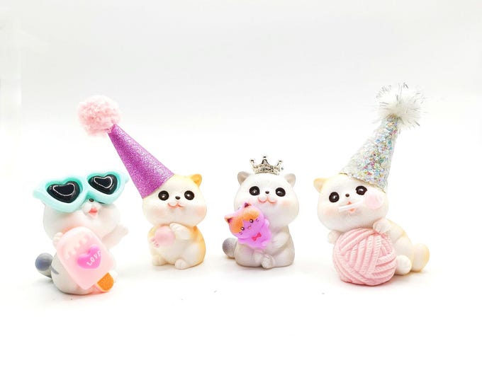 Featured listing image: Cute Cat Cake Topper | Cartoon Pastel Cats | Party Cats | Table Sprinkles | Pet Party | Mini Party Hats | Party Bag Filler | Kitten Party