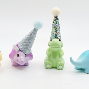 Cute Pastel Dinosaur Cake Topper | Cartoon Style Dinosaur Party | Table Sprinkles | Mini Party Hat | Party Bag Filler image 19