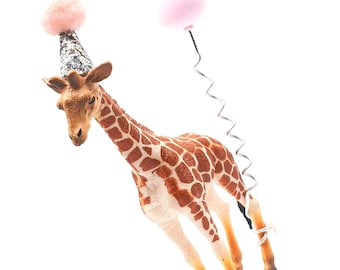 Giraffe Cake Topper | Wild 1 Cake Topper | Party Decoration | Party Animal |  Giraffe | Mini Party Hat | Baby Shower | Jungle Theme Cake