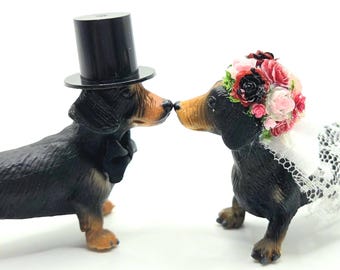 Dachshund Wedding Cake Topper | Wedding Cake Topper | Wedding Decor | Animal Theme Wedding | Dog Wedding Cake Topper | Pet Dachshund Gift