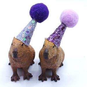 Custom Capybara Cake Topper | Birthday Party Animal Decoration | Mini Party Hats | Capybara Cavy Theme image 18