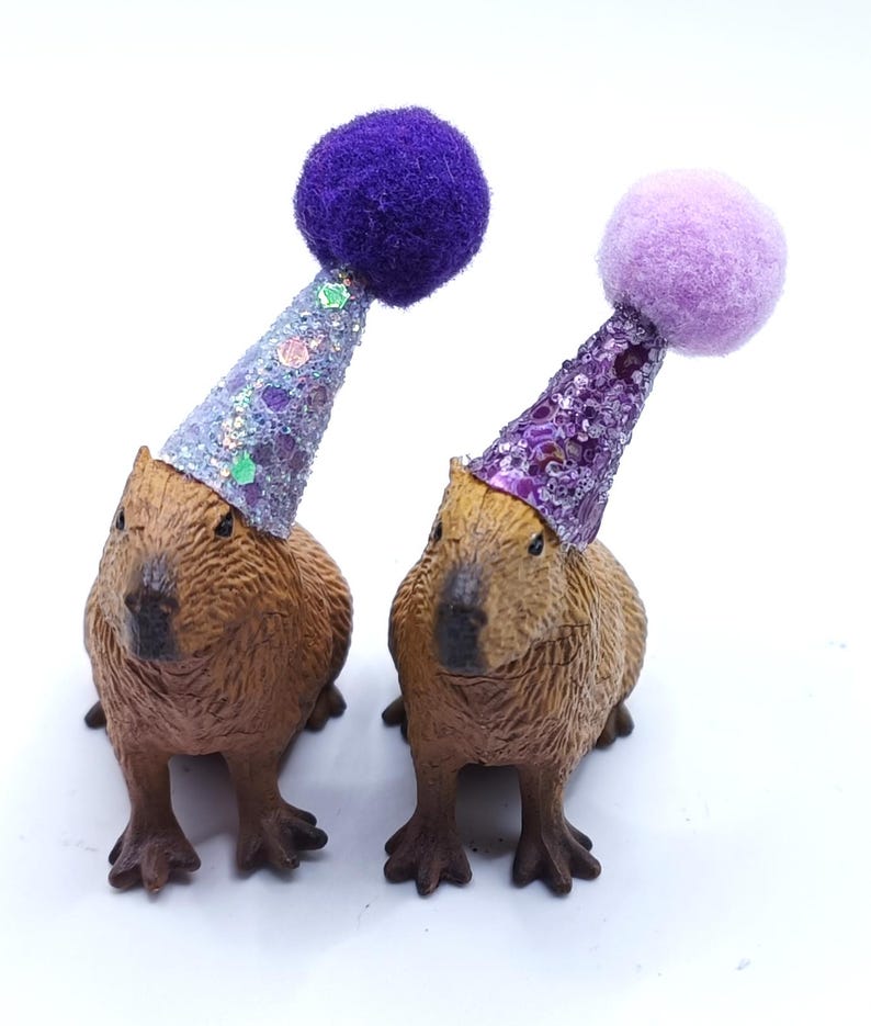 Custom Capybara Cake Topper | Birthday Party Animal Decoration | Mini Party Hats | Capybara Cavy Theme image 18