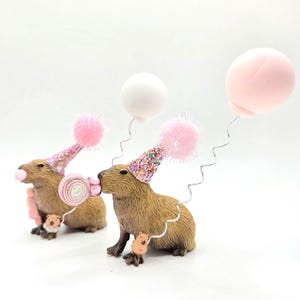Custom Capybara Cake Topper | Birthday Party Animal Decoration | Mini Party Hats | Capybara Cavy Theme image 7