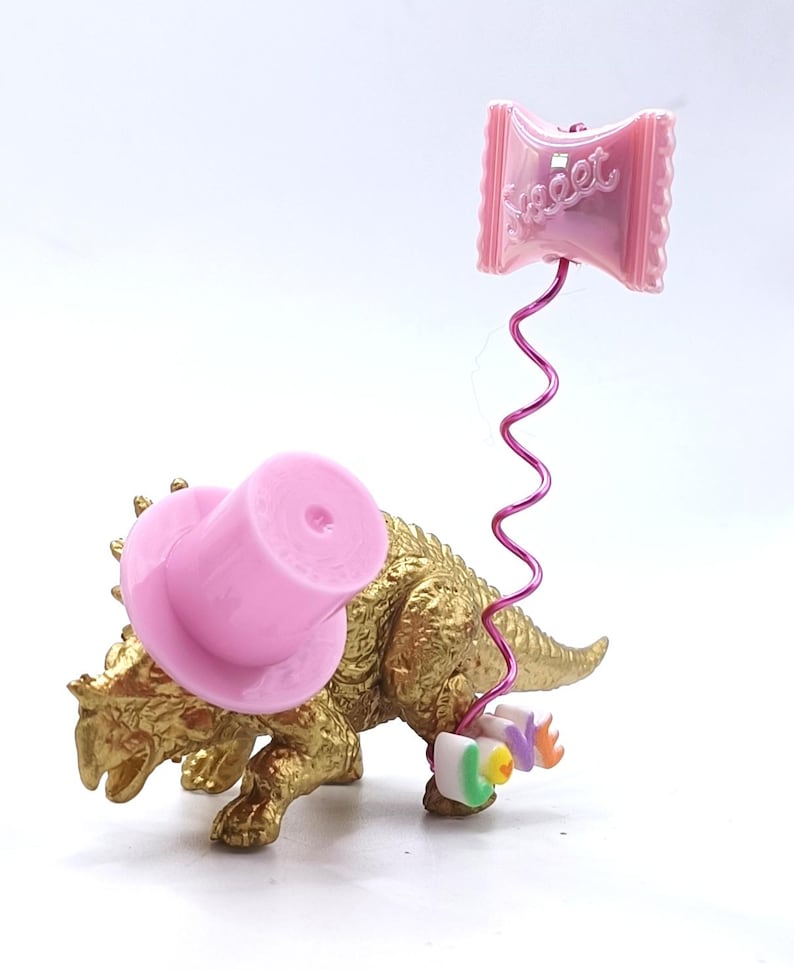 Mini dinosaurios dorados / Dinosaurio para fiestas / Chispas de mesa / Tema de dinosaurio / Adorno para tarta de dinosaurio / Dinosaurio / Mini sombreros de fiesta / Rellenos para bolsas de fiesta / imagen 7