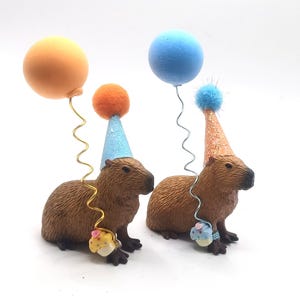 Custom Capybara Cake Topper | Birthday Party Animal Decoration | Mini Party Hats | Capybara Cavy Theme image 17