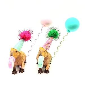 Custom Capybara Cake Topper | Birthday Party Animal Decoration | Mini Party Hats | Capybara Cavy Theme image 6