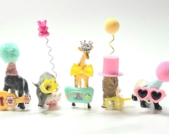 Mini Wild Animal Cake Toppers | Safari Jungle Party Favors