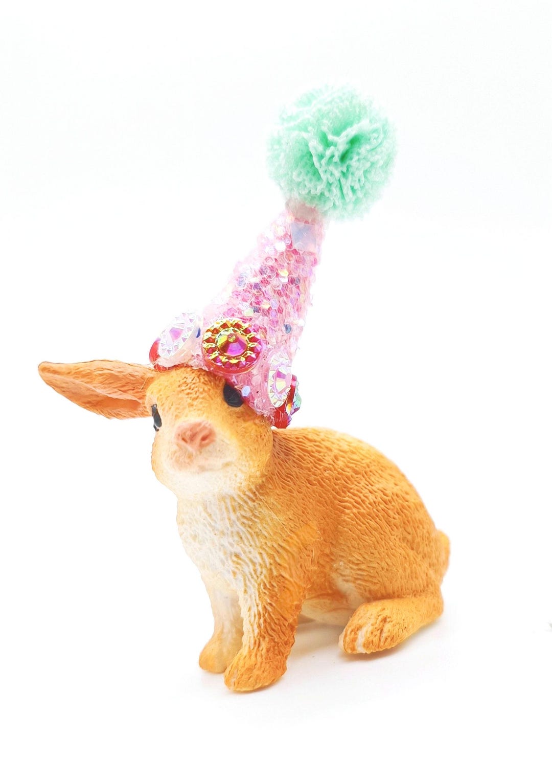 Bunny Cake Topper: Mini Party Hat, Rabbit Party Decoration - Etsy