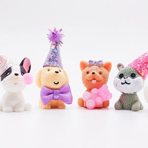 Cute Dog Cake Toppers | Cartoon Dog Toppers | Party Pets | Table Sprinkles | Dog Party | Mini Party Hat | Party Bag Filler | Pawty Time