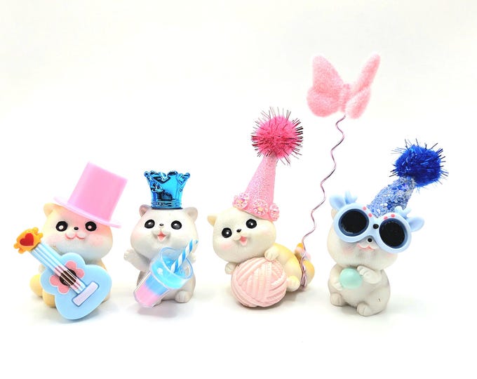 Featured listing image: Pastel Kitten Cake Toppers | Mini Cat Decorations | Unique Pet Party Favors