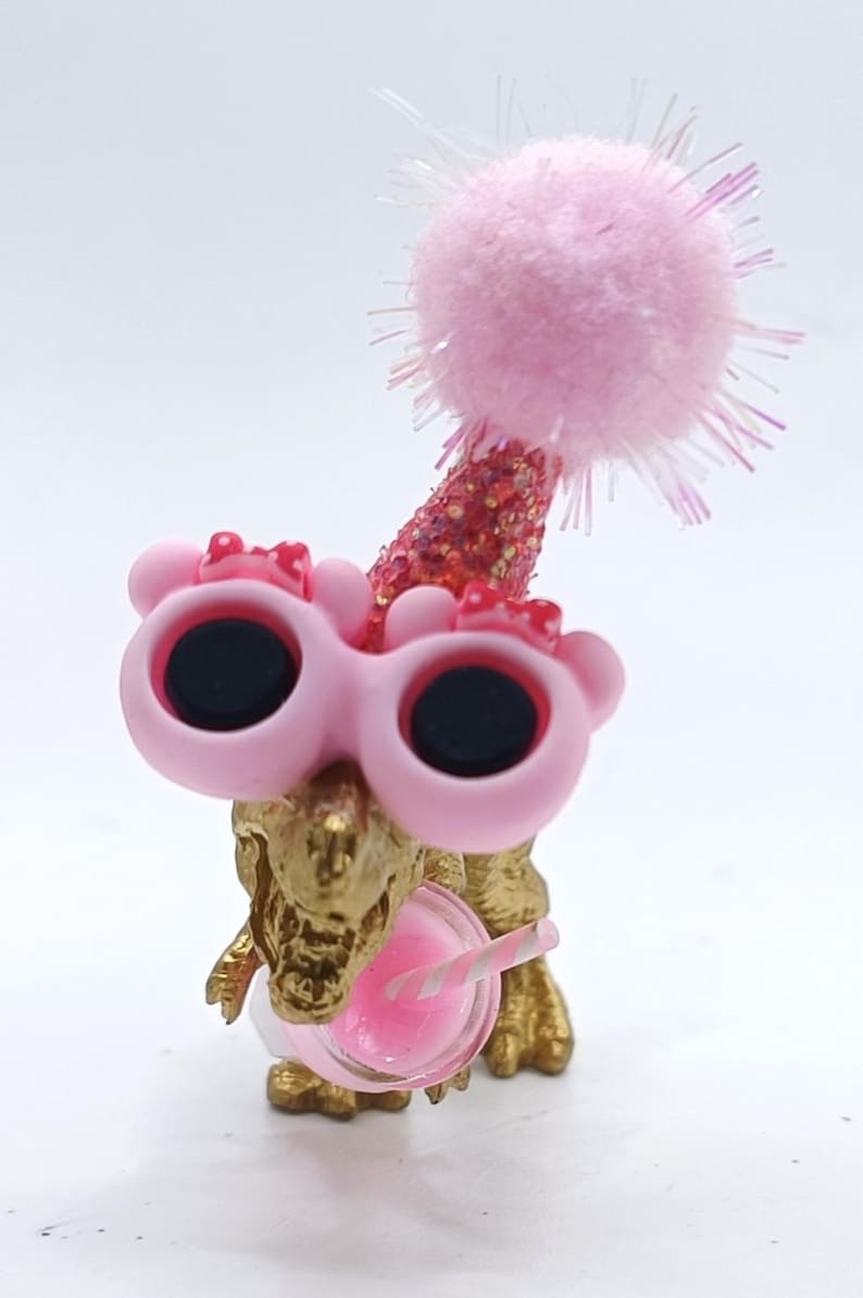 Mini dinosaurios dorados / Dinosaurio para fiestas / Chispas de mesa / Tema de dinosaurio / Adorno para tarta de dinosaurio / Dinosaurio / Mini sombreros de fiesta / Rellenos para bolsas de fiesta / imagen 15