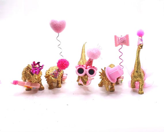 Mini Gold Dinosaurs | Party Dino | Table Sprinkles | Dinosaur Theme | Dino Cake Topper | Dinosaur | Mini Party Hats | Party Bag Fillers |