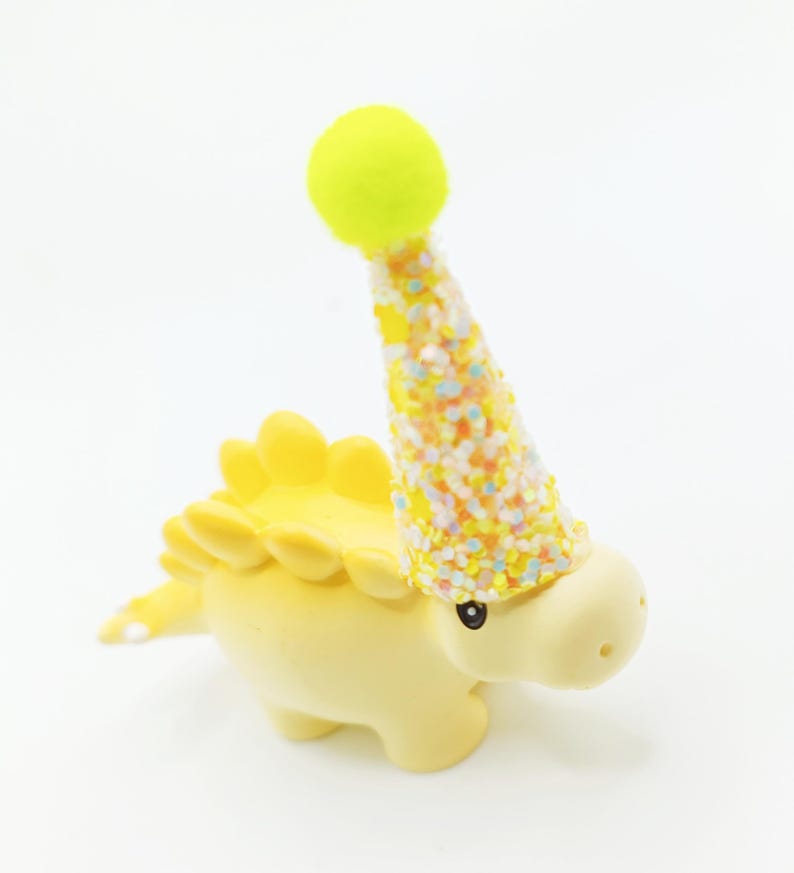 Cute Pastel Dinosaur Cake Topper | Cartoon Style Dinosaur Party | Table Sprinkles | Mini Party Hat | Party Bag Filler image 12